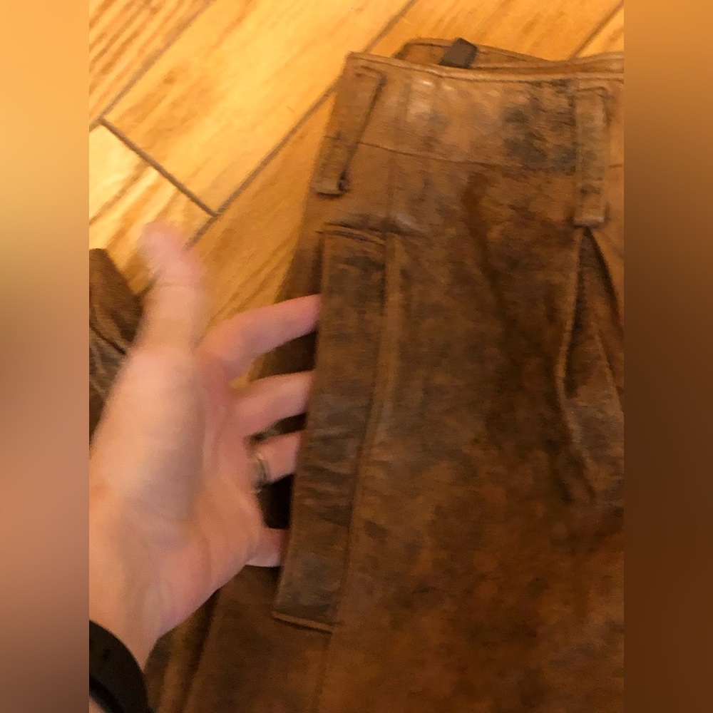Vintage Forenza Tan Brown 100% Leather High Waist Pants Sz 6 - Picture 3 of 7